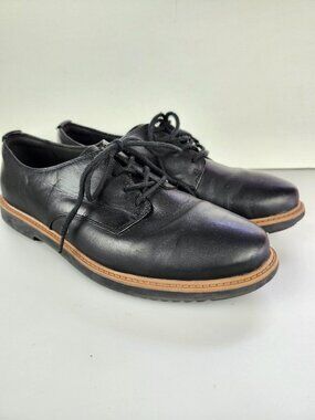 Clarks Black Leather Raisie Bloom Oxford Shoes - Women's Size 10